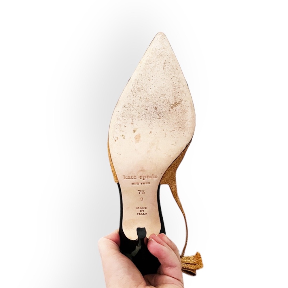 Kate Spade Raffia Pointed Toe Slingback Heels - Picture 5 of 7